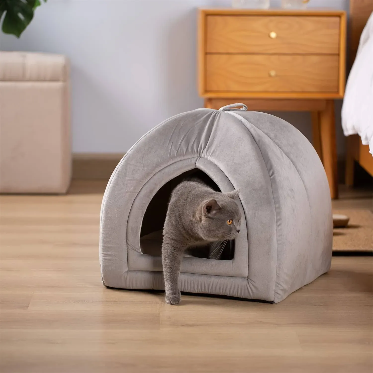 Cozy Cat House - 2-in-1 Pet Bed for Large Cats or Small Dogs - Removable Cushion