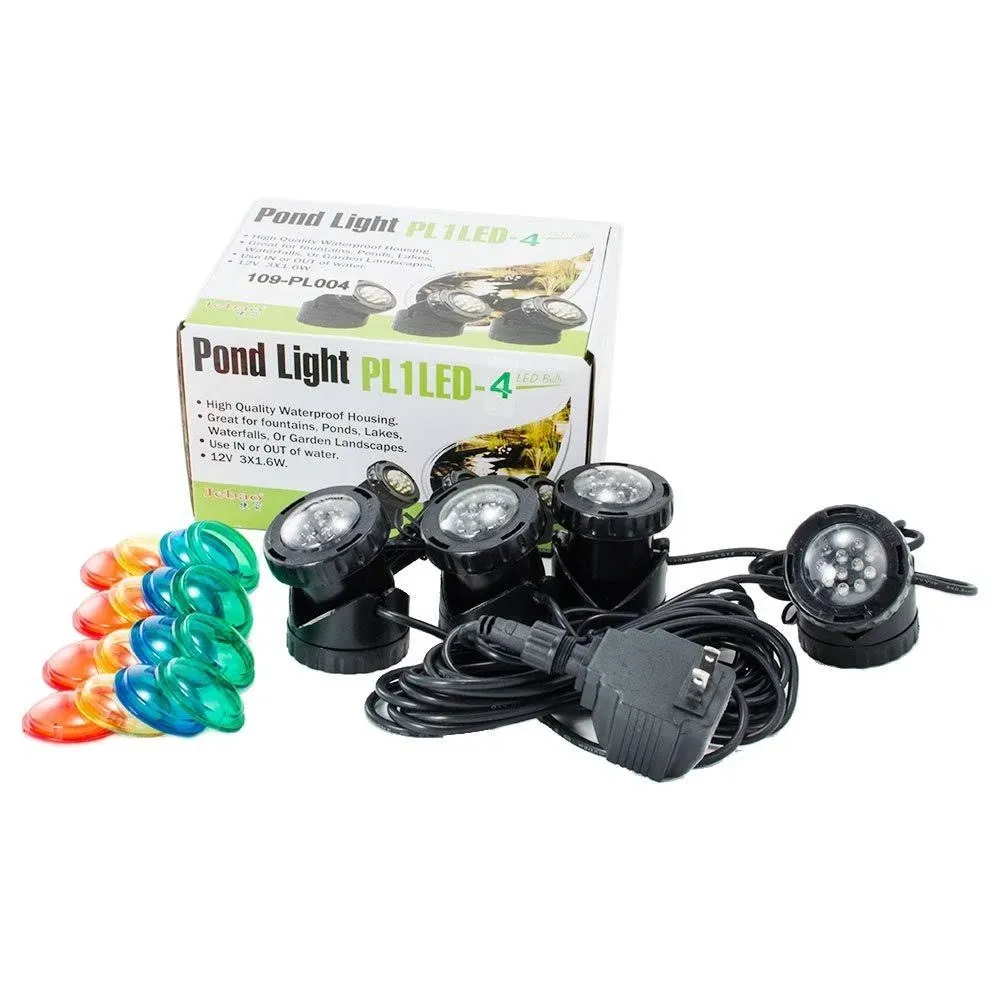 Jebao 4 LED Super Bright Outdoor Underwater Pond Fountain Spot Light Kits 4 Lens