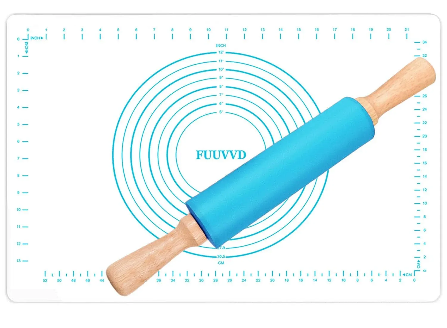 FUUVVD Rolling Pin with Thickness Rings,Adjustable Rolling Pin for Baking, Long ...