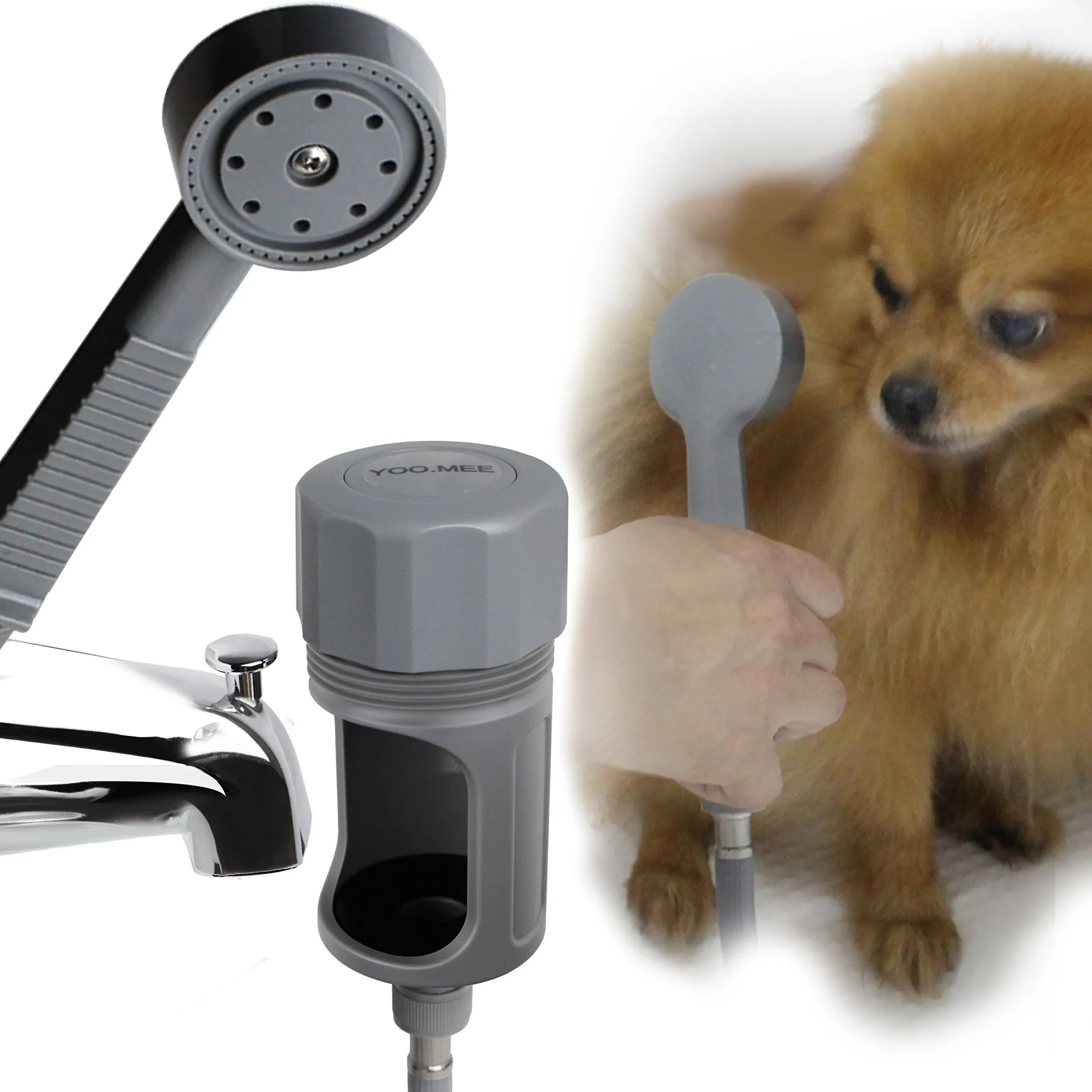 YOO.MEE Pets Shower Attachment, Quick Connect on Tub Spout w/Front Diverter ...