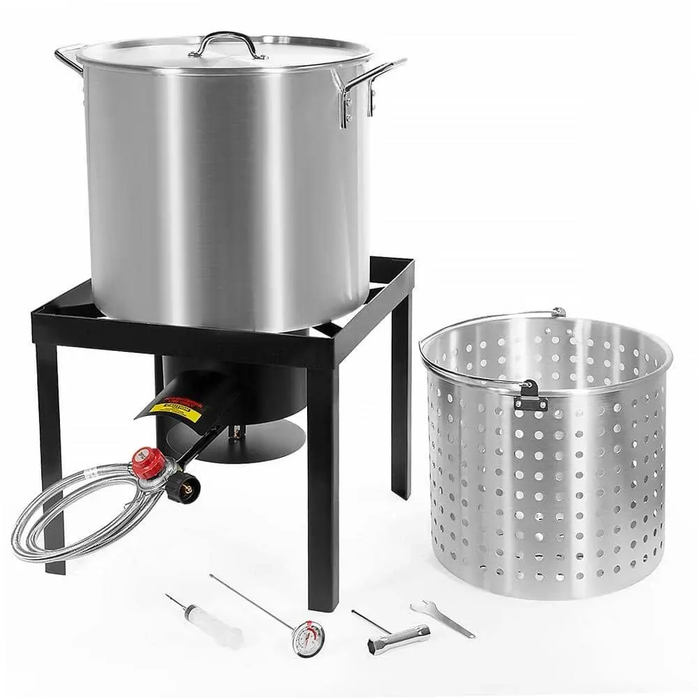 64 Qt. X-Large Outdoor Aluminum Turkey Deep Fryer Pot and Burner Kit