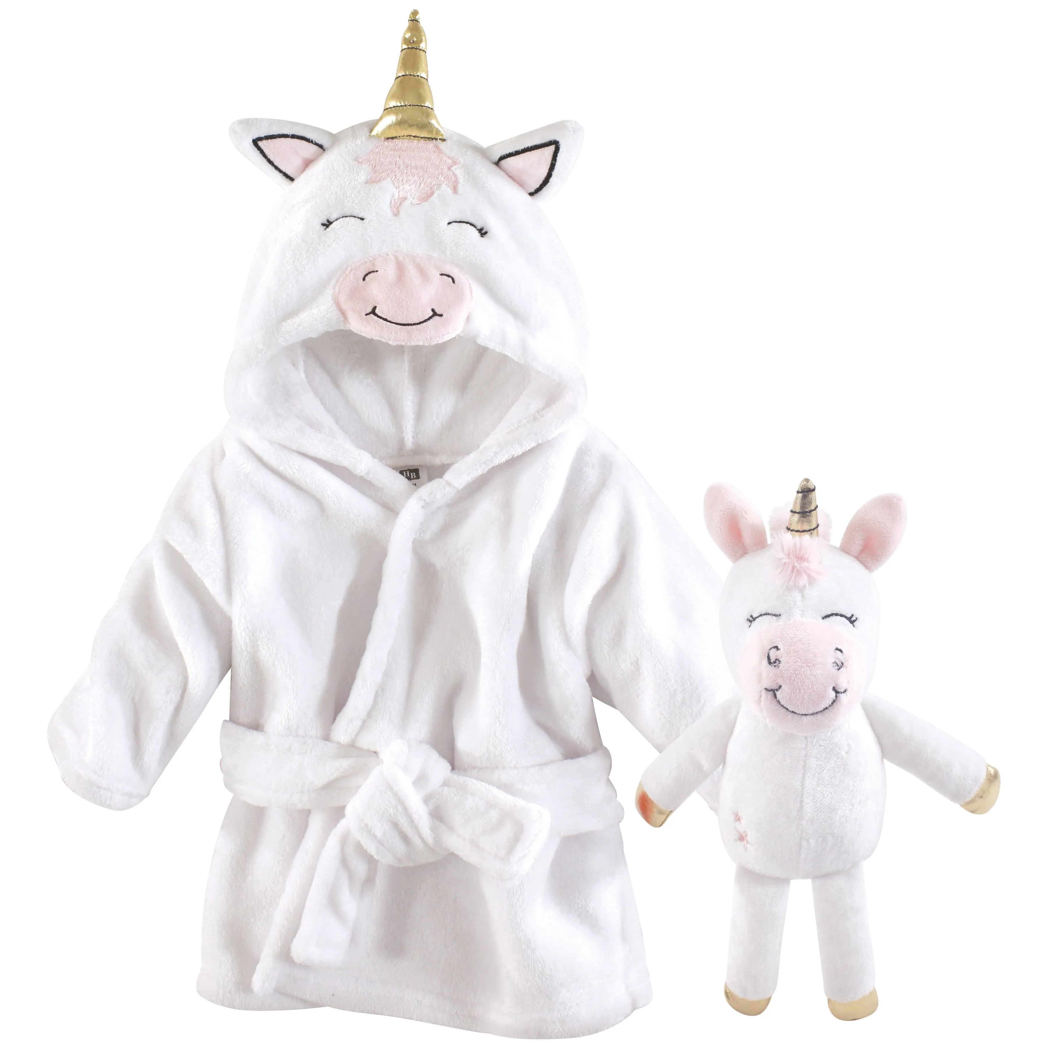 Hudson Baby Plush Bathrobe and Toy Set, Modern Unicorn