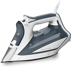 Rowenta, Iron, Focus Stainless Steel Soleplate Steam Iron for Clothes, 400 Microsteam Holes, Powerful steam blast, Leakproof, Lightweight, 1725 Watts, Ironing, Blue Clothes Iron, DW5280