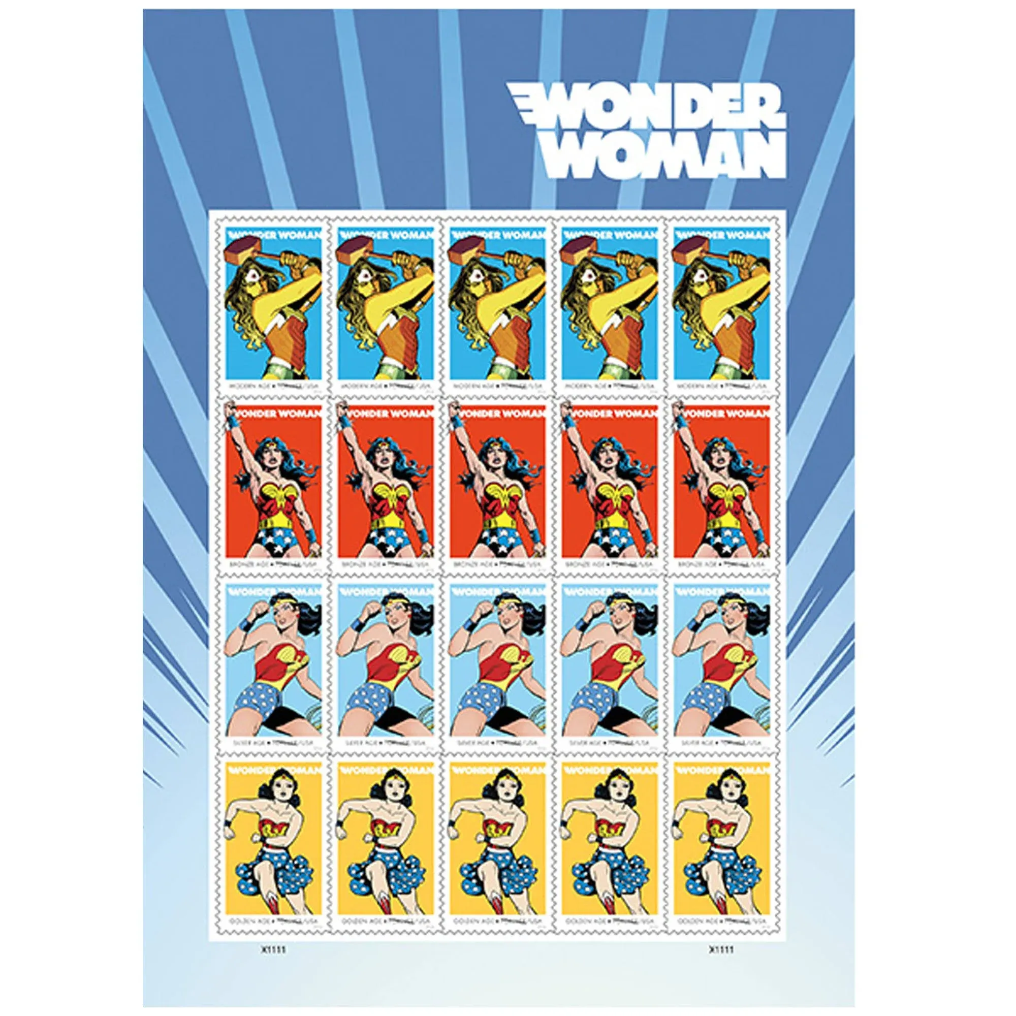 USPS Wonder Woman 75th Anniversary Sheet of 20 Forever First Class Postage Stamps ...