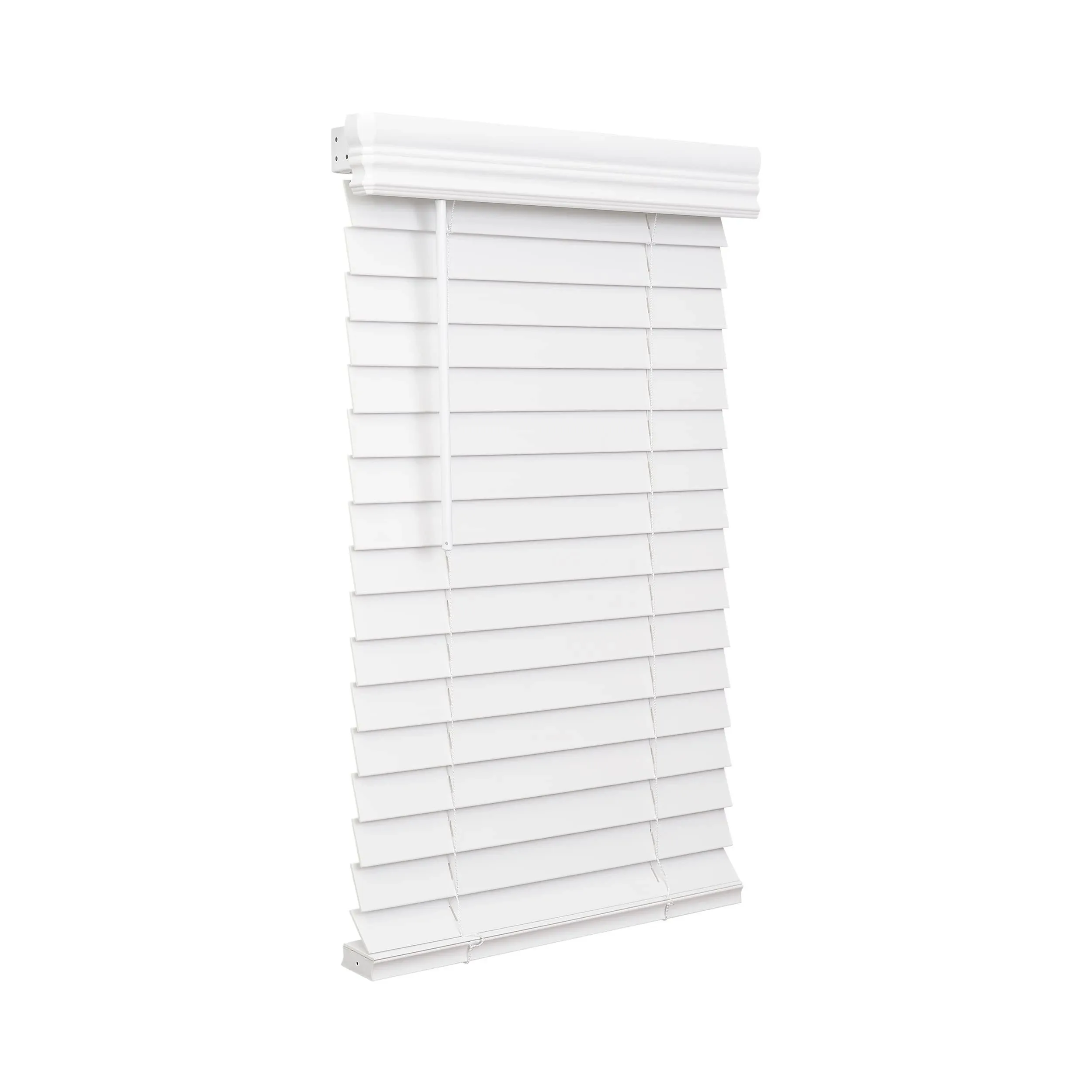 Lotus & Windoware Cordless, 2 Inch Faux Wood Blind, 58" Wide x 72" Long, Window Blinds, Blinds & Shades, Blinds for Indoor Windows, Wooden Blinds, Embossed, Bright White