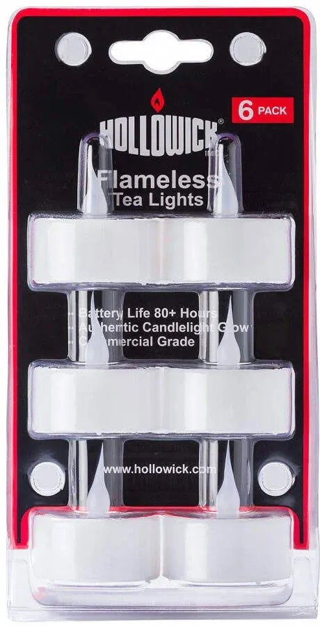 Hollowick HFBTL6-CL - Flameless Lighting Tealights, 1-1/2&quot; Dia. X 1-1/2&quot;H, LED