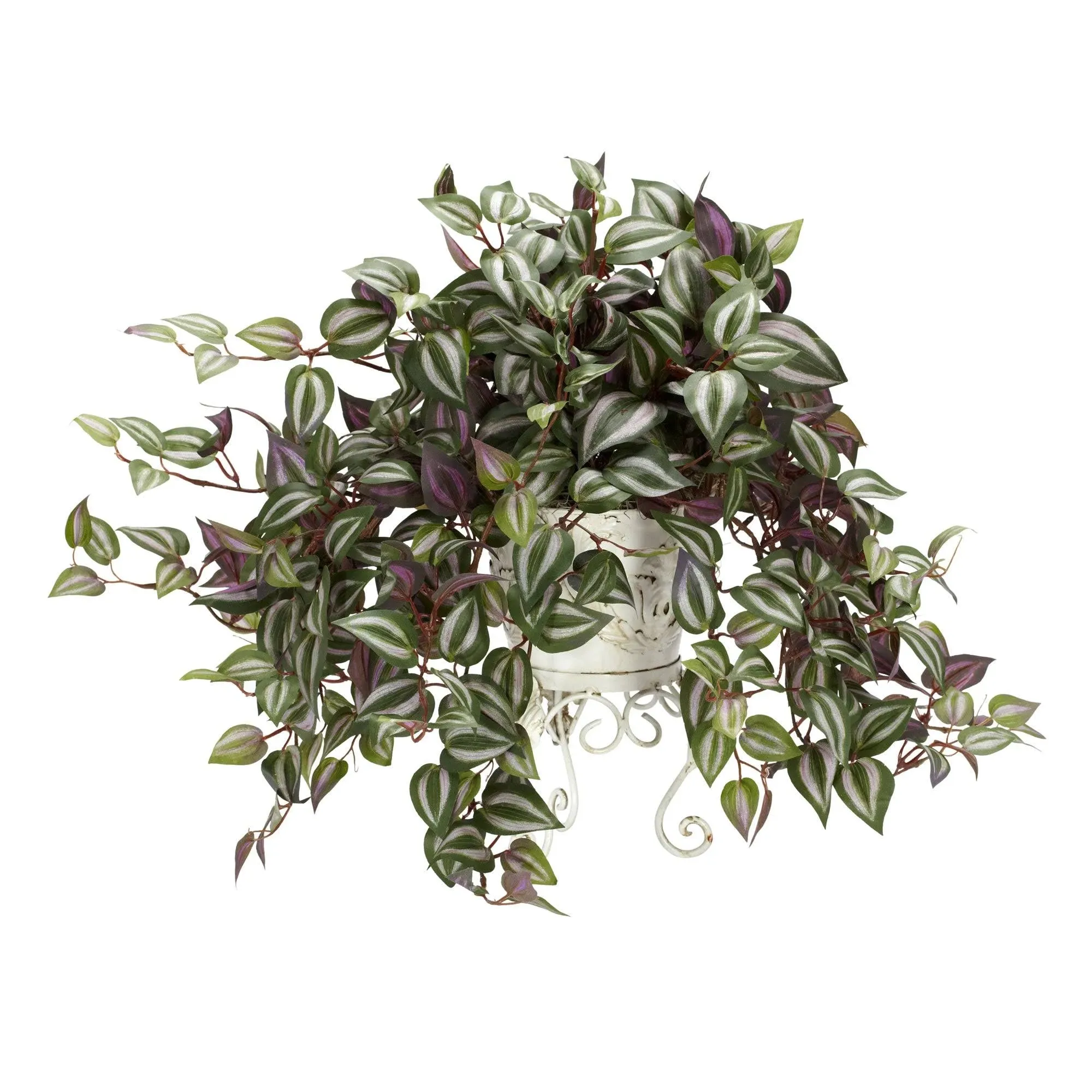 Nearly Natural Wandering Jew with Metal Planter Silk Plant