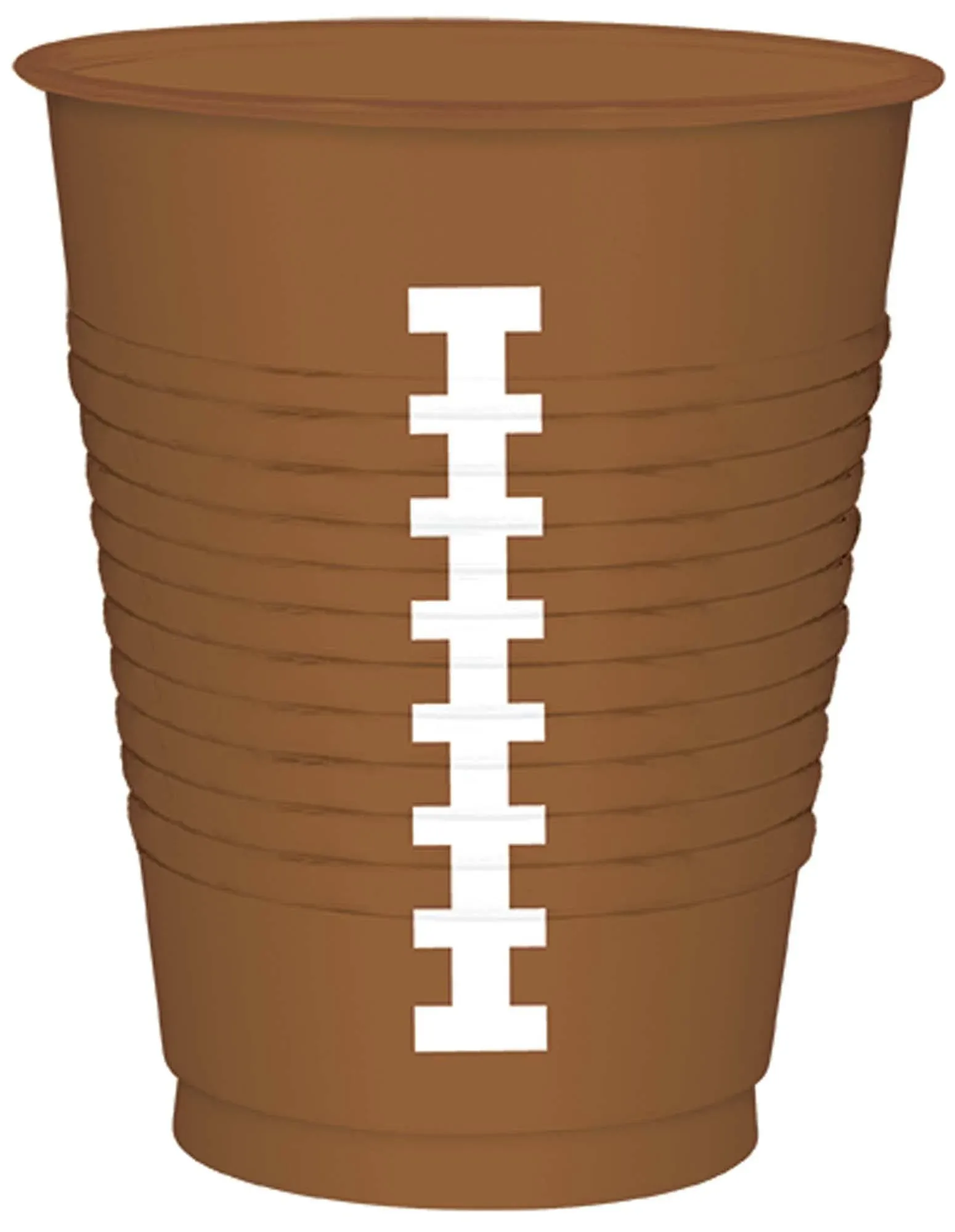 Football-Themed Brown Plastic Cups - 16 oz. (Pack of 25) - Sturdy & Durable Drinkware, Perfect for Game Day Parties & Tailgating Events