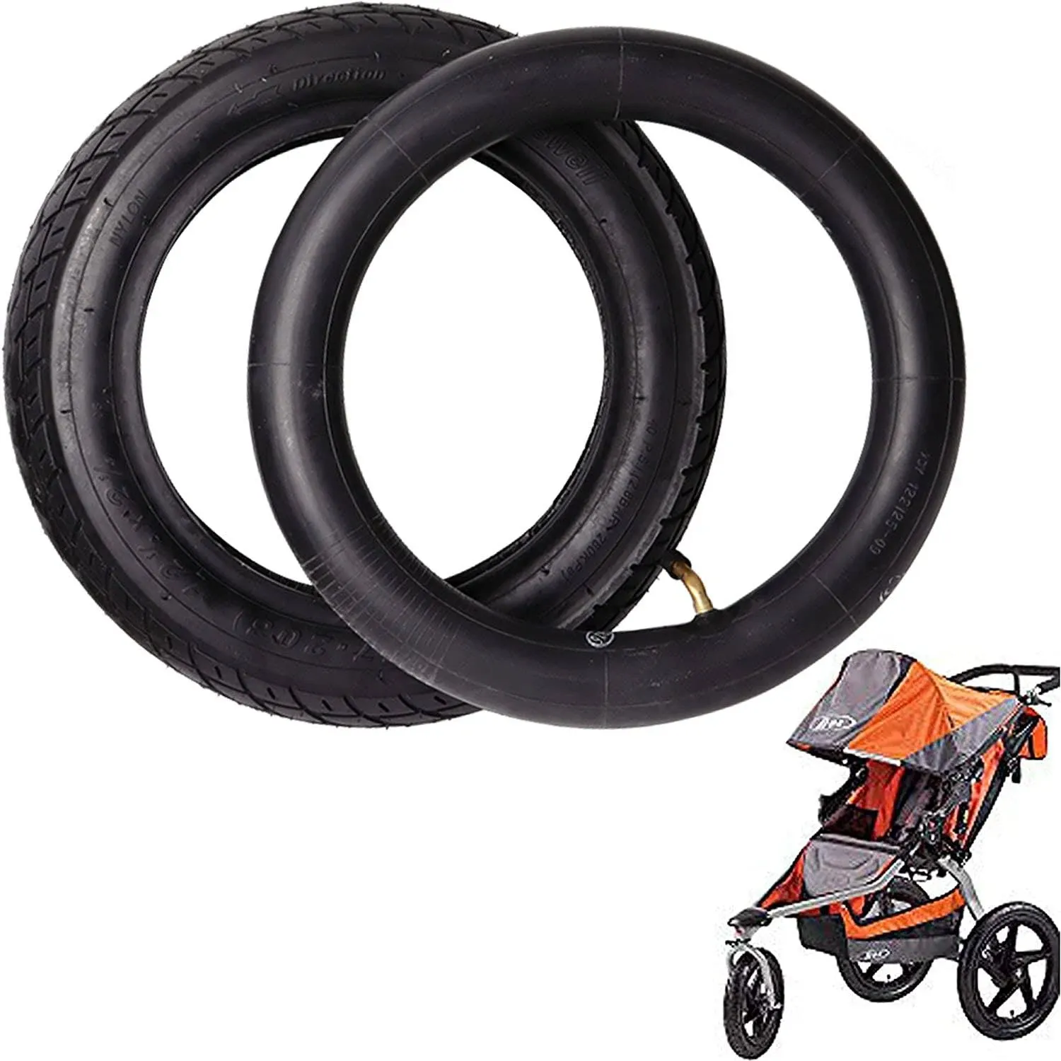 Wadoy 12 1/2 X2 1/4 Tire and Tube Set and 12.5'' x 1.75/2.15 Front Wheel ...