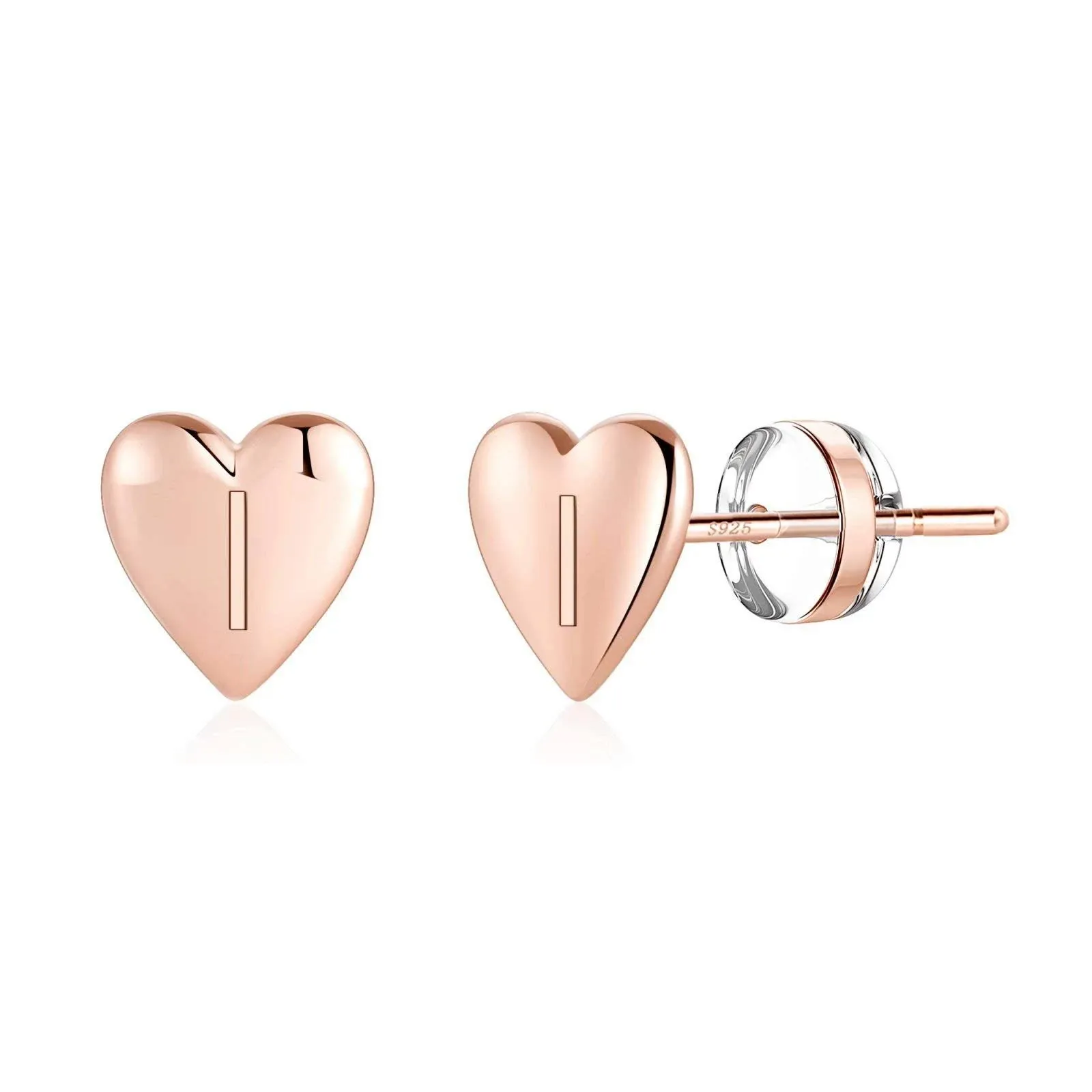 Turandoss Initial Earrings for Girls Kids, S925 Sterling Silver Post 14K Rose ...