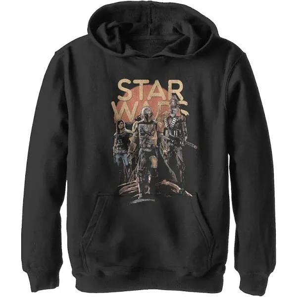 Star Wars: The Mandalorian Boy's Character Entourage Hoodie Black