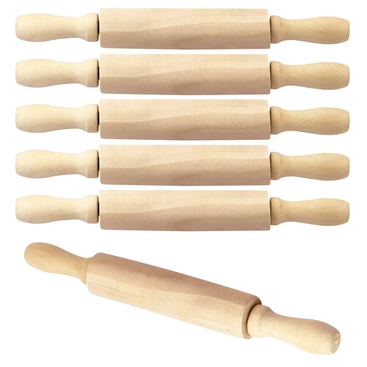 BILLIOTEAM 6 Pack 8 inch Mini Wood Rolling Pin,Great for Children Kids Girls and ...