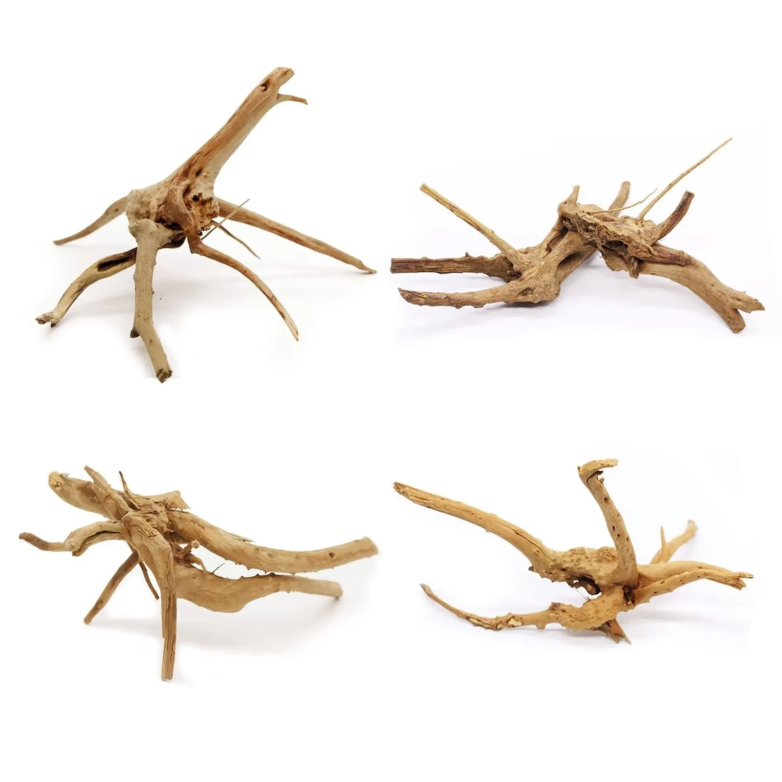 Hamiledyi 4PCS Driftwood for Aquarium,8-10in Natural Spider Wood Reptile Branches Fish Tank Log Ornament Aquarium Trunk Decoration