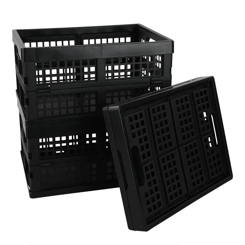 Lesbin 3-Pack 15 L Plastic Folding Storage Baskets, Collapsible Storage Crates,