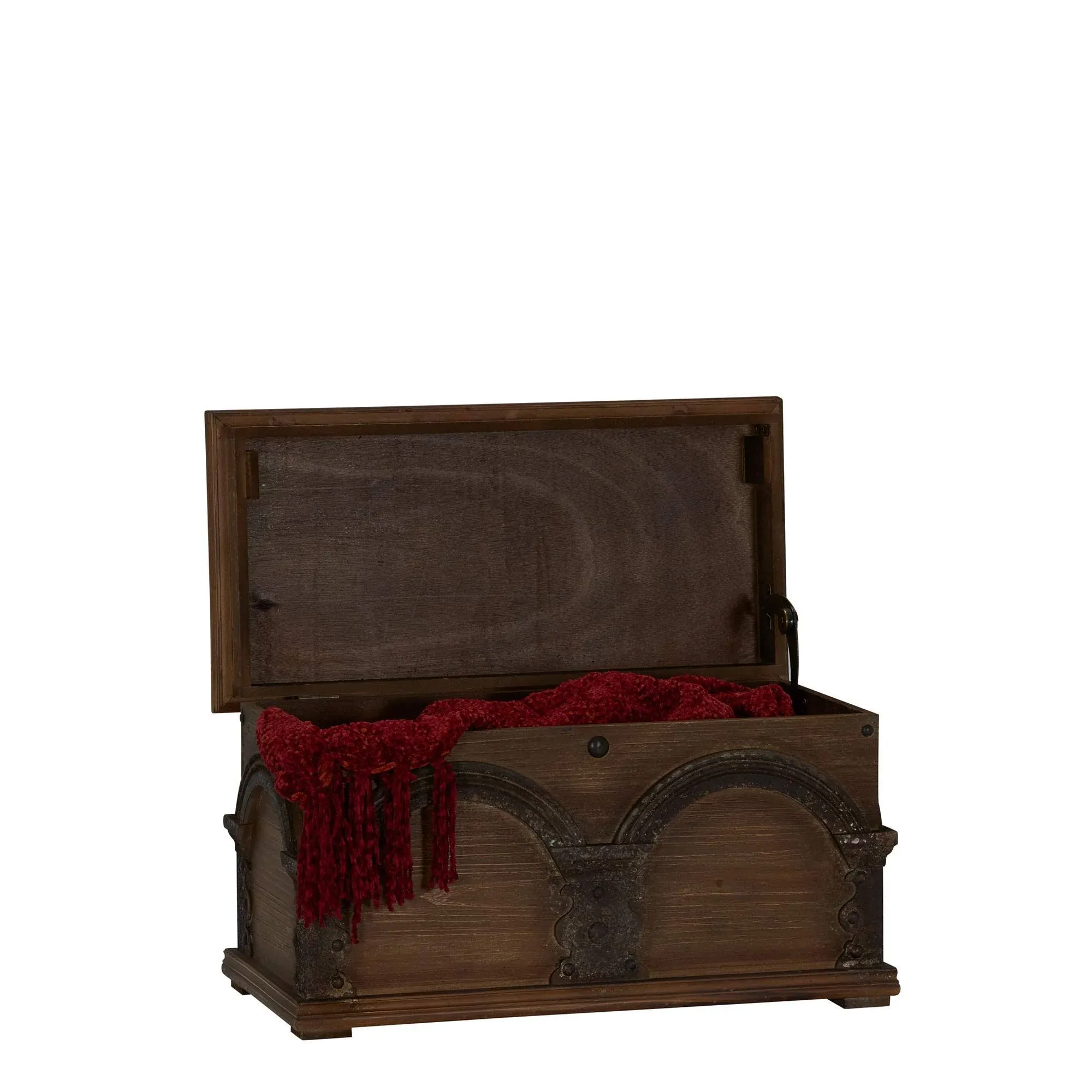 Wooden Arch Trunk Storage Chest, Small, Brown