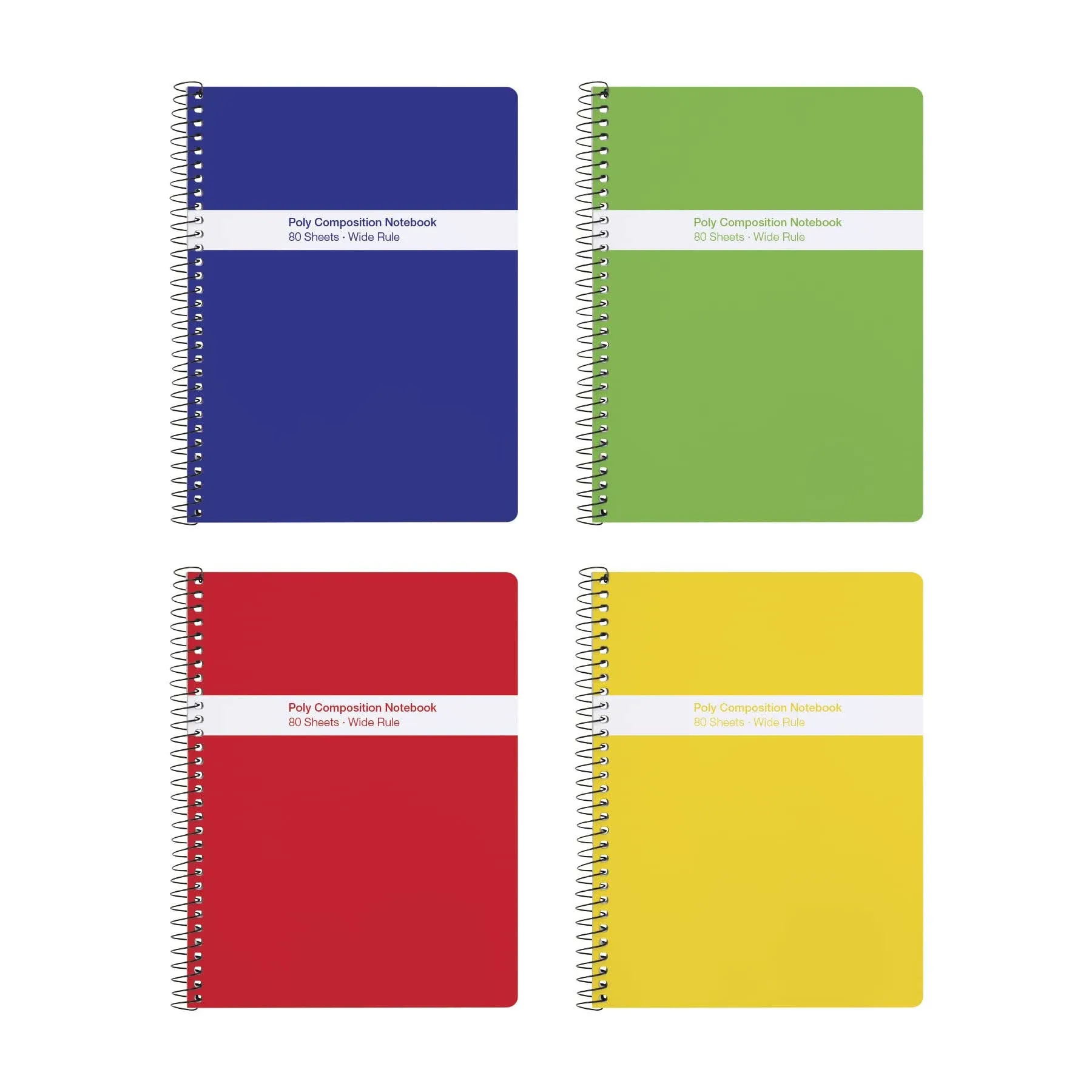 Oxford Spiral Composition Notebooks, 4 Pack, Poly Covers, Wide Asst Primary 