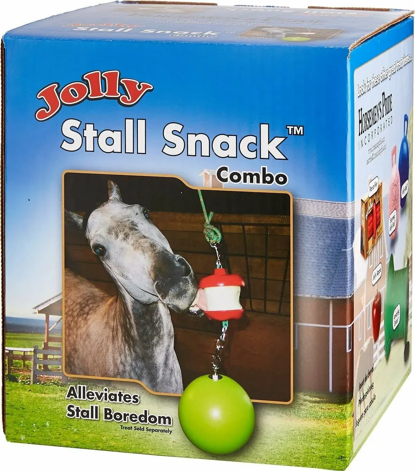 HORSE STALL SNACK COMBO - Jolly Ball &amp; Treat Holder Alleviates Boredom! NEW 