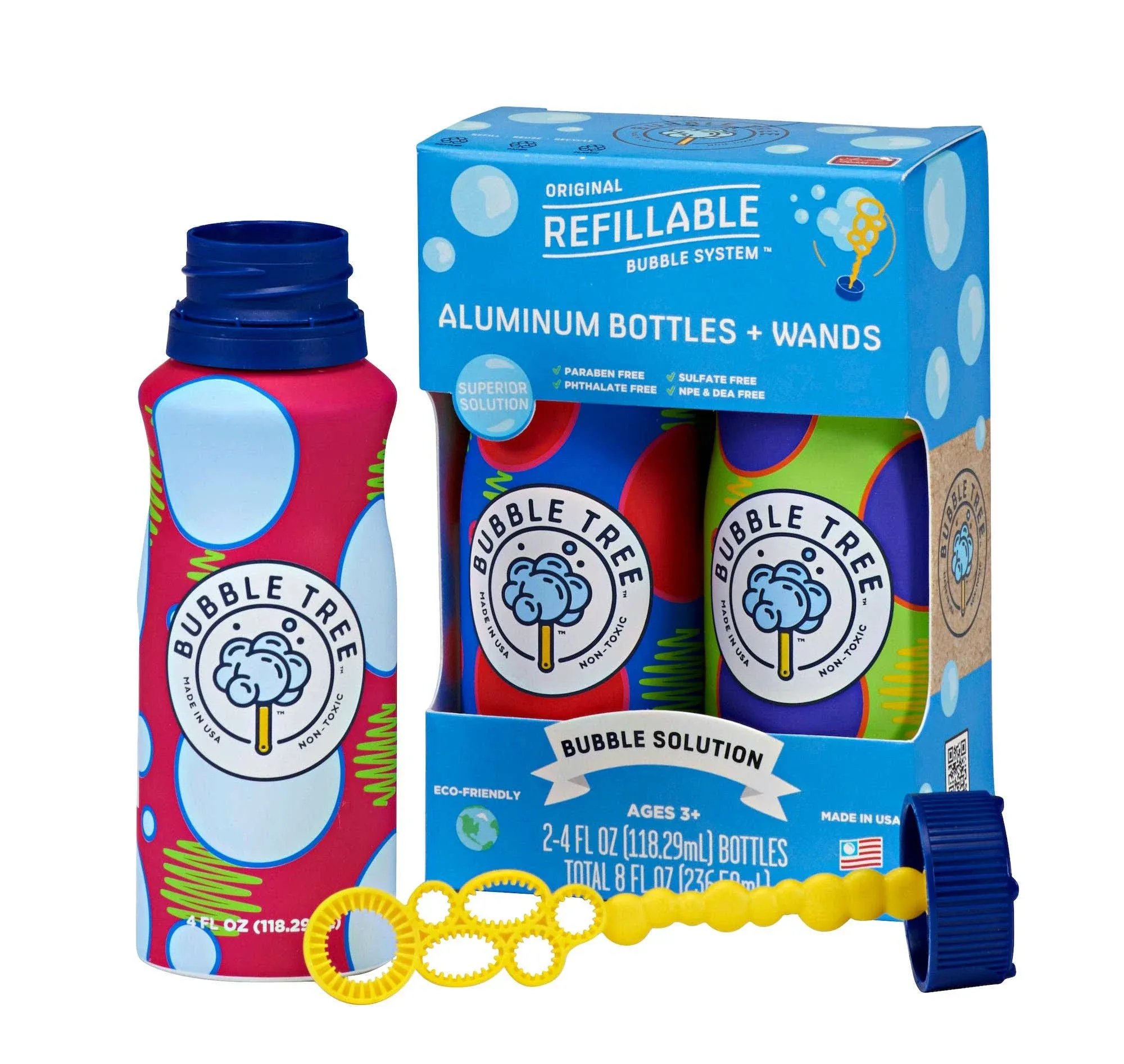 Bubble Tree 2 Pack Aluminum Refillable Bubble Bottles