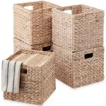 Best Choice Products 10.5x10.5in Hyacinth Storage Baskets, Set of 5 Multipurpose Collapsible Organizers - White