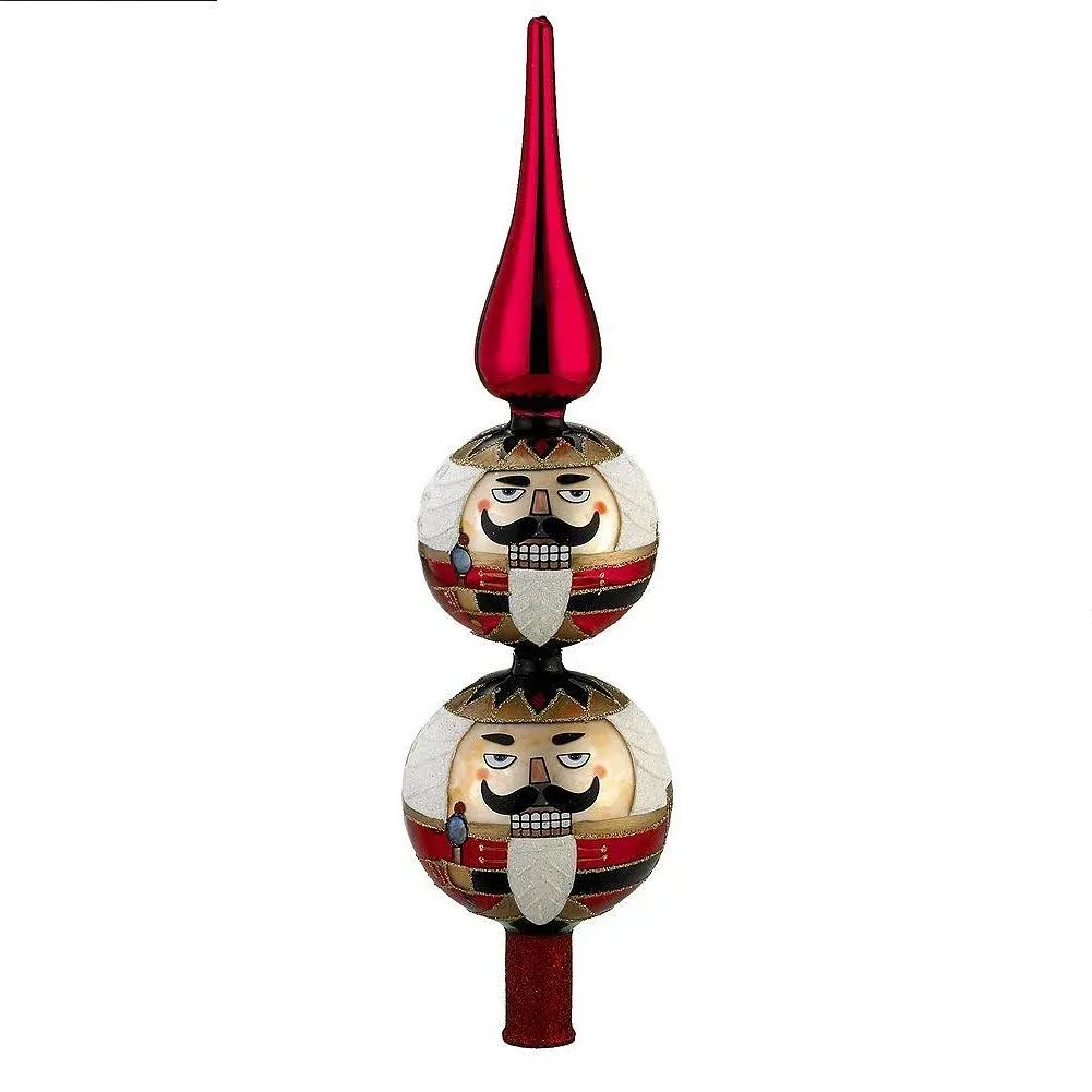 Kurt Adler Glass Nutcracker Treetop, 13-Inch