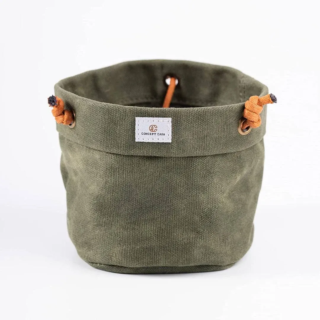 Waxed Canvas Handmade Hanging Planter for Indoor/Outdoor Plants, Hanging Basket Plant Holder Forest Green