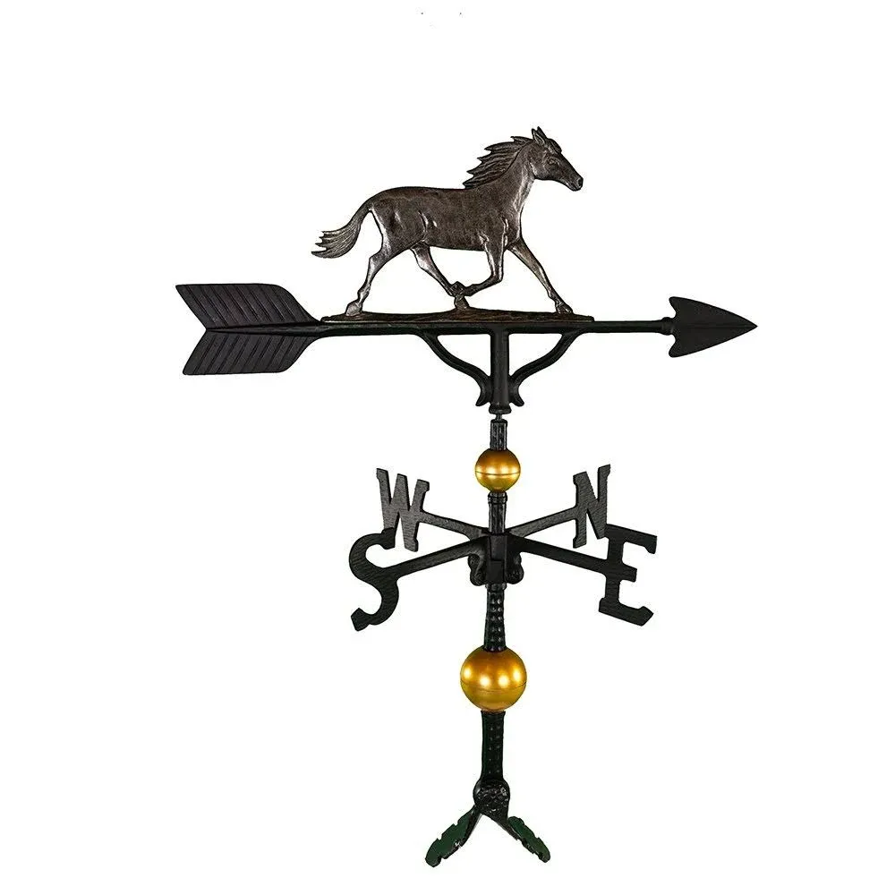 Montague Metal Products Iron Horse Weathervane 32&#034;X23&#034; Deluxe Swedish, Aluminum