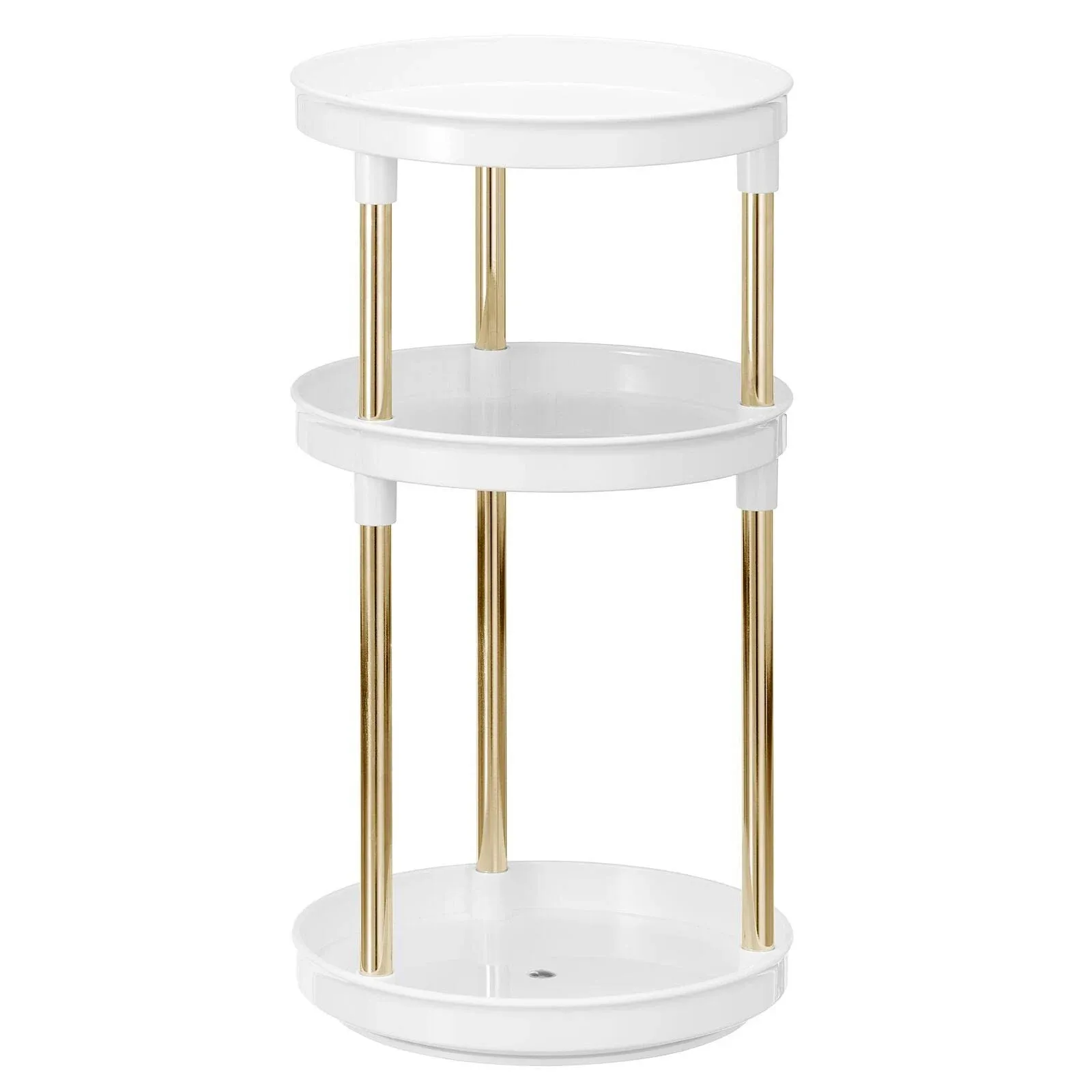 mDesign Spinning 3-Tier Lazy Susan 360 Makeup Organizer Storage Tower - White ...