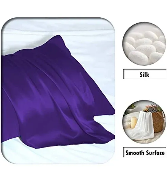 Suatien Mulberry Silk Pillowcase for Hair and Skin Pillow Case with Hidden Zipper Soft Breathable Smooth Cooling Silk Pillow Covers