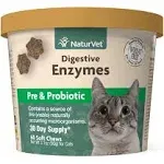 NaturVet Digestive Enzymes Plus Probiotics for Cats - 60 soft Ch