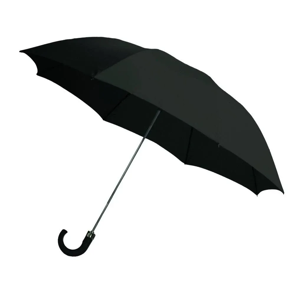 Rainbrella Metal Frame Nylon Canopy Black Foldable Umbrella 42 D in.