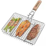 Cubilan Grill Basket 12.2&#034;x9.6&#034;x1.8<wbr/>&#034; Stainless Steel w/ Heat-Resistant Handle