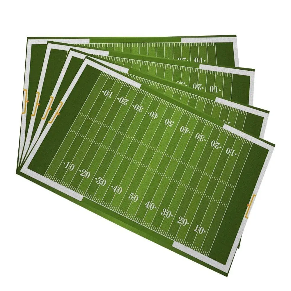 Football Field Place Mats A Grass Textured American Table Mats Set of 4 Indoo...