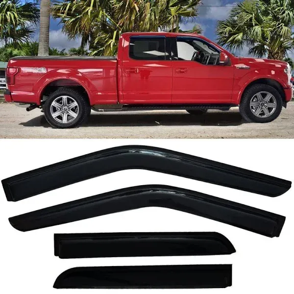 Side Window Visors Wind Deflectors for 2015-2022 F150 Crew Cab 2017-2022 F250 ...