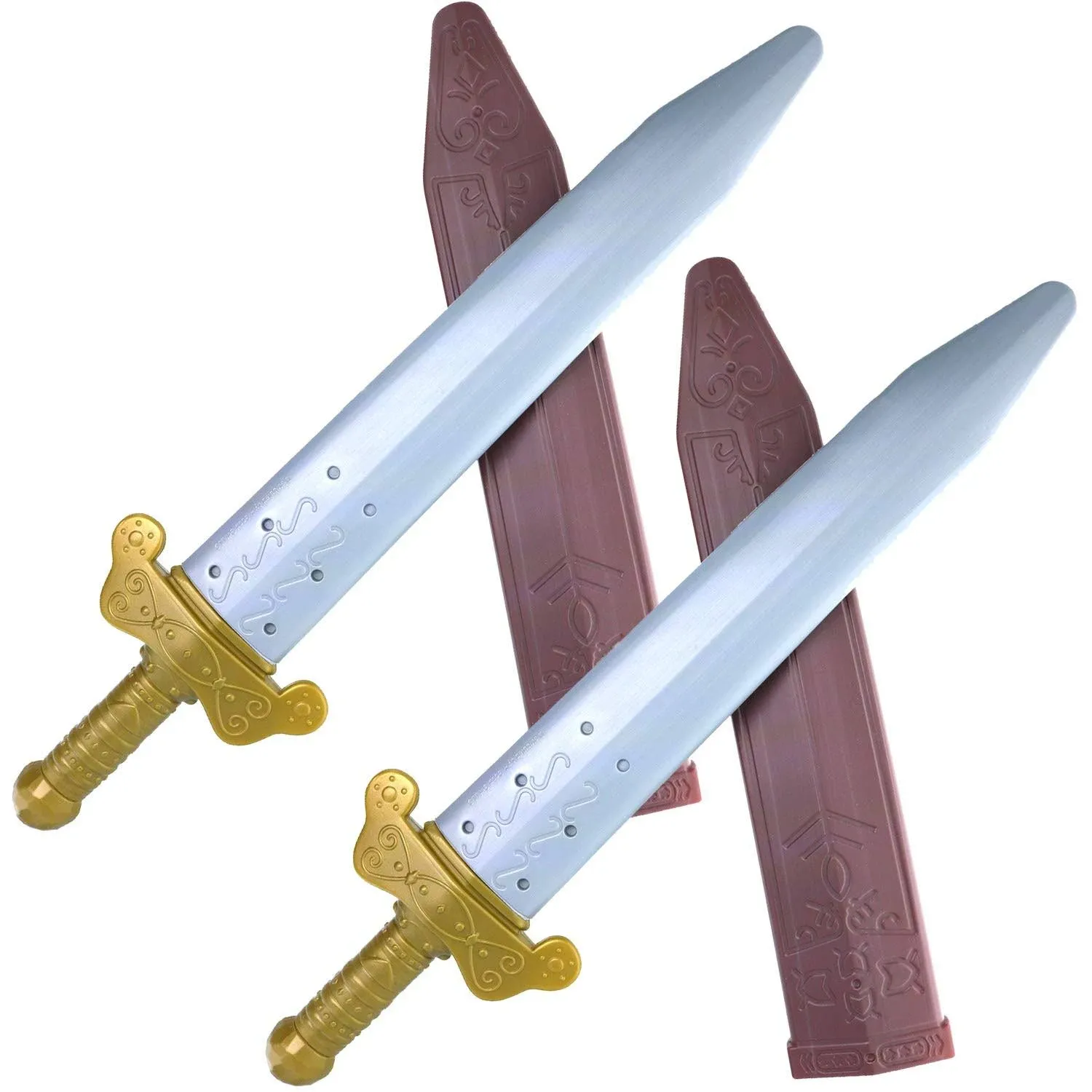 GiftExpress 2-Pack 19" Plastic Roman Sword with Sheath for Pretend Play, Knight ...