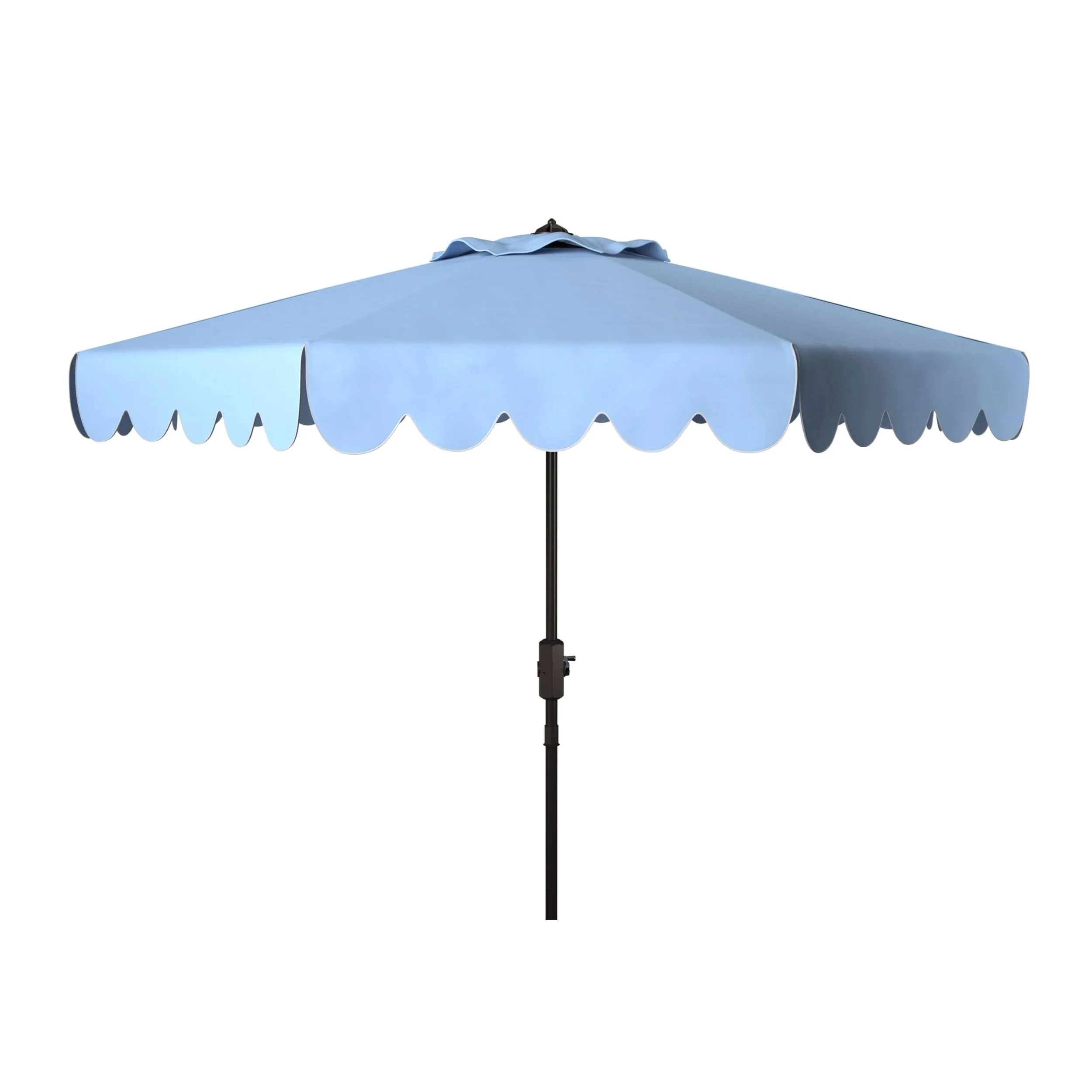 Safavieh Venice Single Scallop 9ft Crank Outdoor Push Button Tilt Umbrella - Baby Blue/White