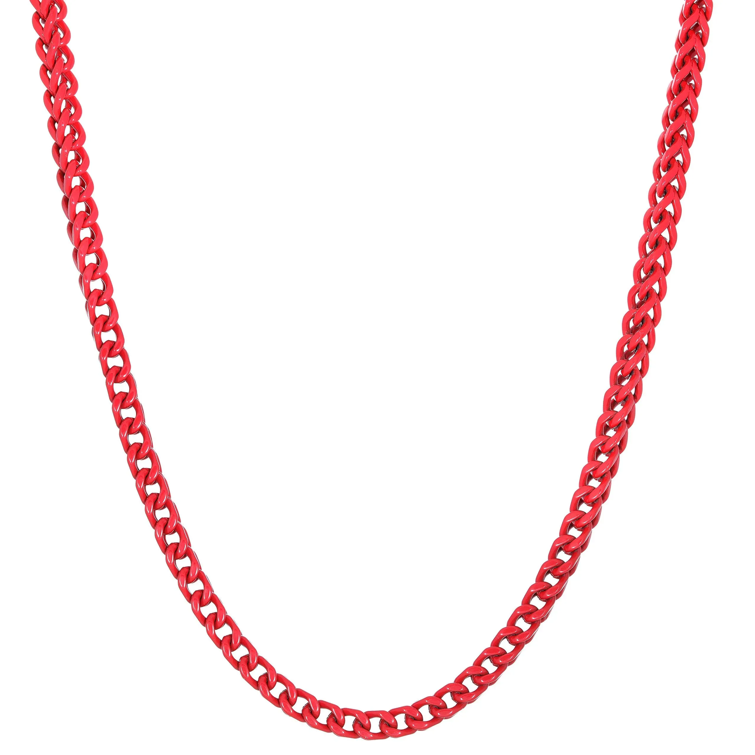 Metro Jewelry Stainless Steel Red Acrylic Thick Franco Chain Necklace for Men 5 ...