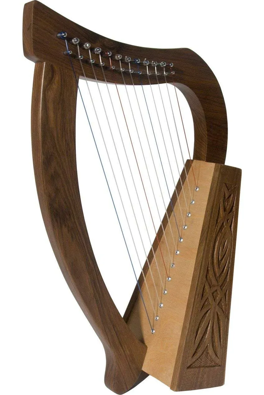 Mid-East HPBYW-K Roosebeck Baby Harp 12-String Knotwork, Walnut