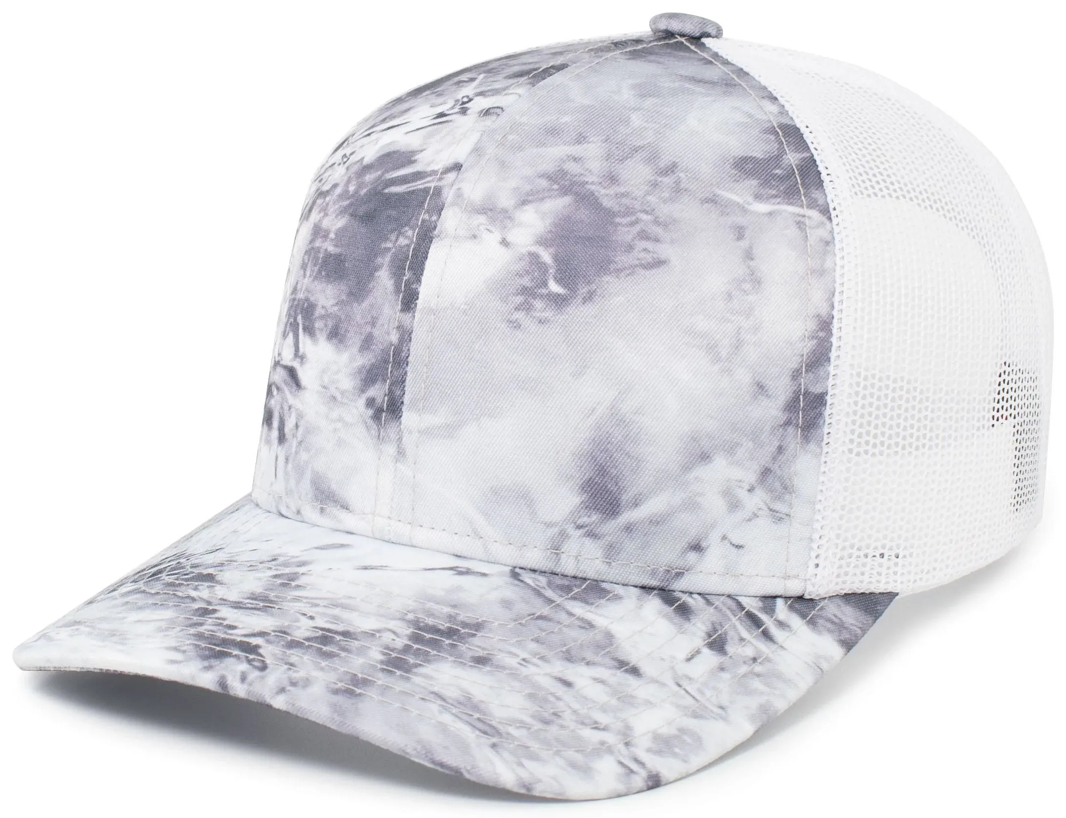 Pacific Headwear 107C Mossy Oak Trucker Snapback - Wakeform Hailstone White