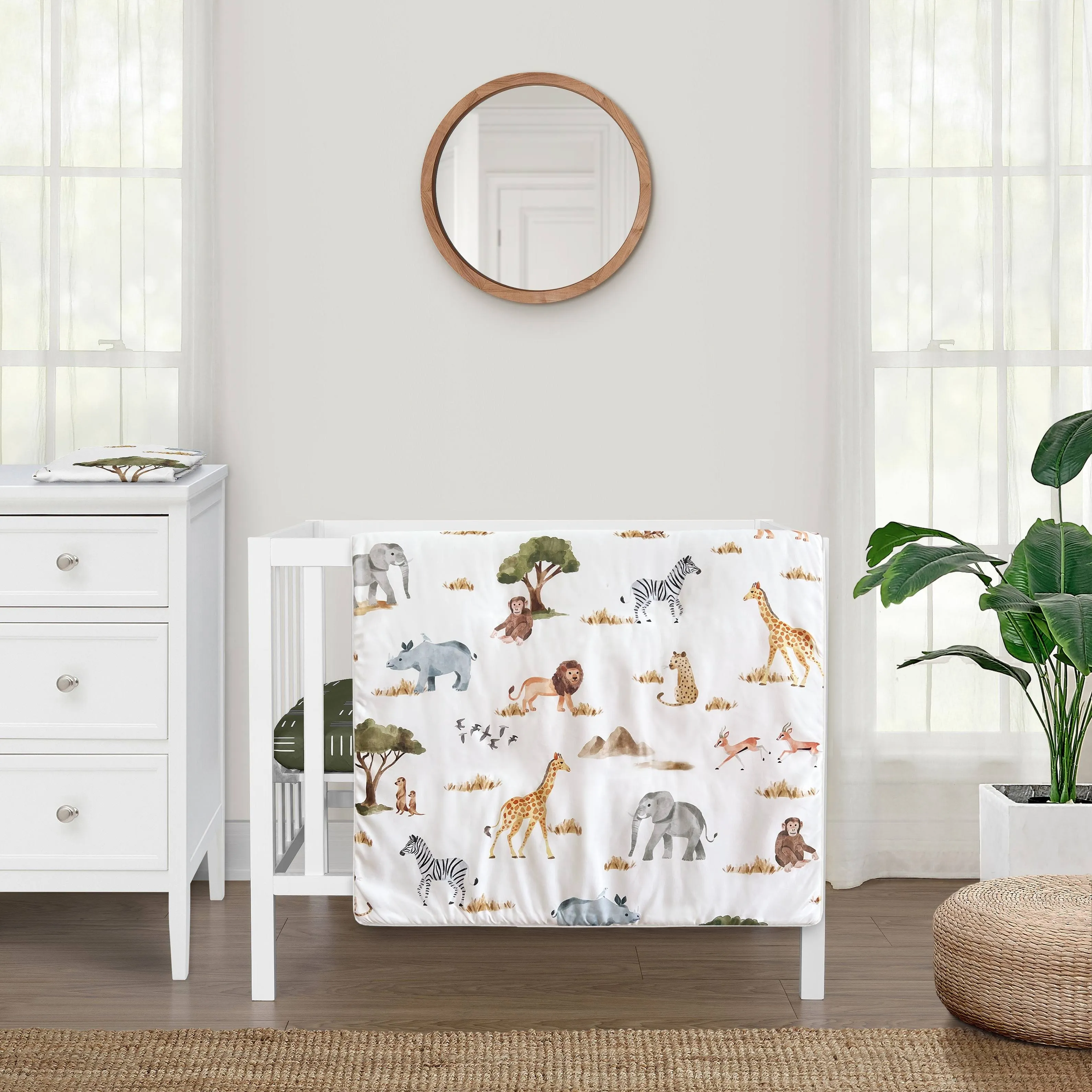 Sweet Jojo Designs Jungle Collection 3 Piece Mini Crib Bedding Set