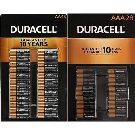 Duracell CopperTop Alkaline Batteries Variety Pack - 48 AA Batteries & 28 AAA Batteries Valuepack