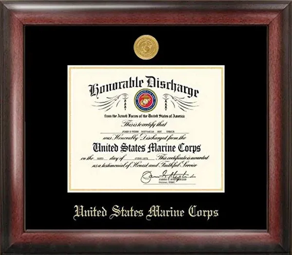 Campus Images Marine Discharge Frame with Gold Medallion, 8.5" x 11"