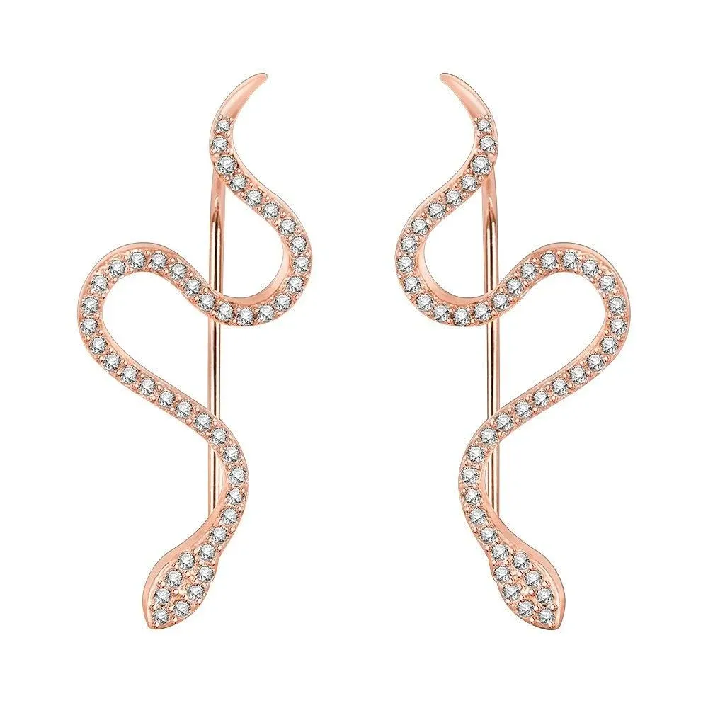 AoedeJ Snake Ear Climber Earrings Cubic Zirconia 925 Sterling Silver Ear Crawler ...