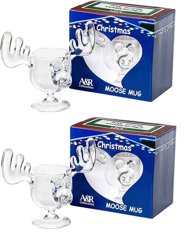 A&R Collectibles Christmas Eggnog Moose Mug Gift Boxed Set of 4 - Acrylic Safer Than Glass 8 oz.