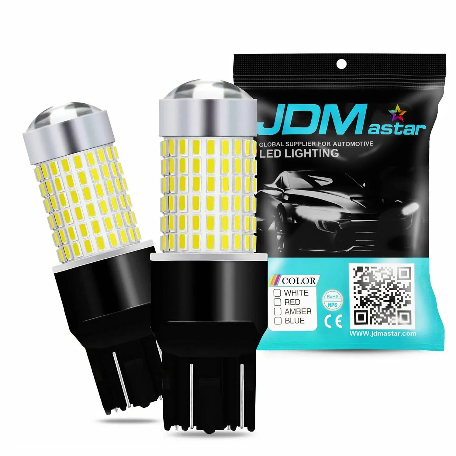 JDM Astar 1200 Lumens Extremely Bright 144-EX Chipsets 7440 7441 7443 7444 992 ...