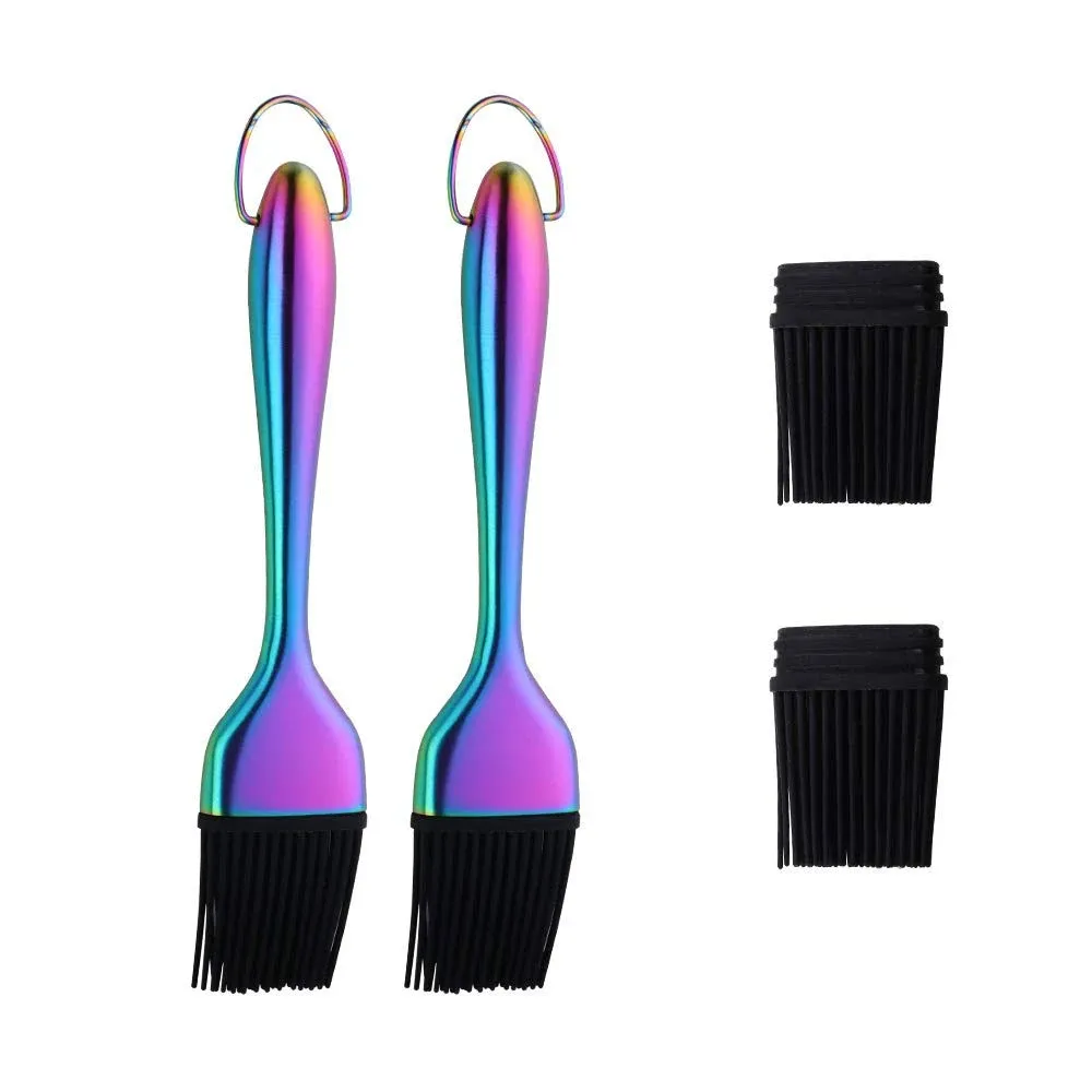 Mingcheng 2 Pack Grill Basting Brush with 2 Pack Back Up Silicone Brush Heads, No ...