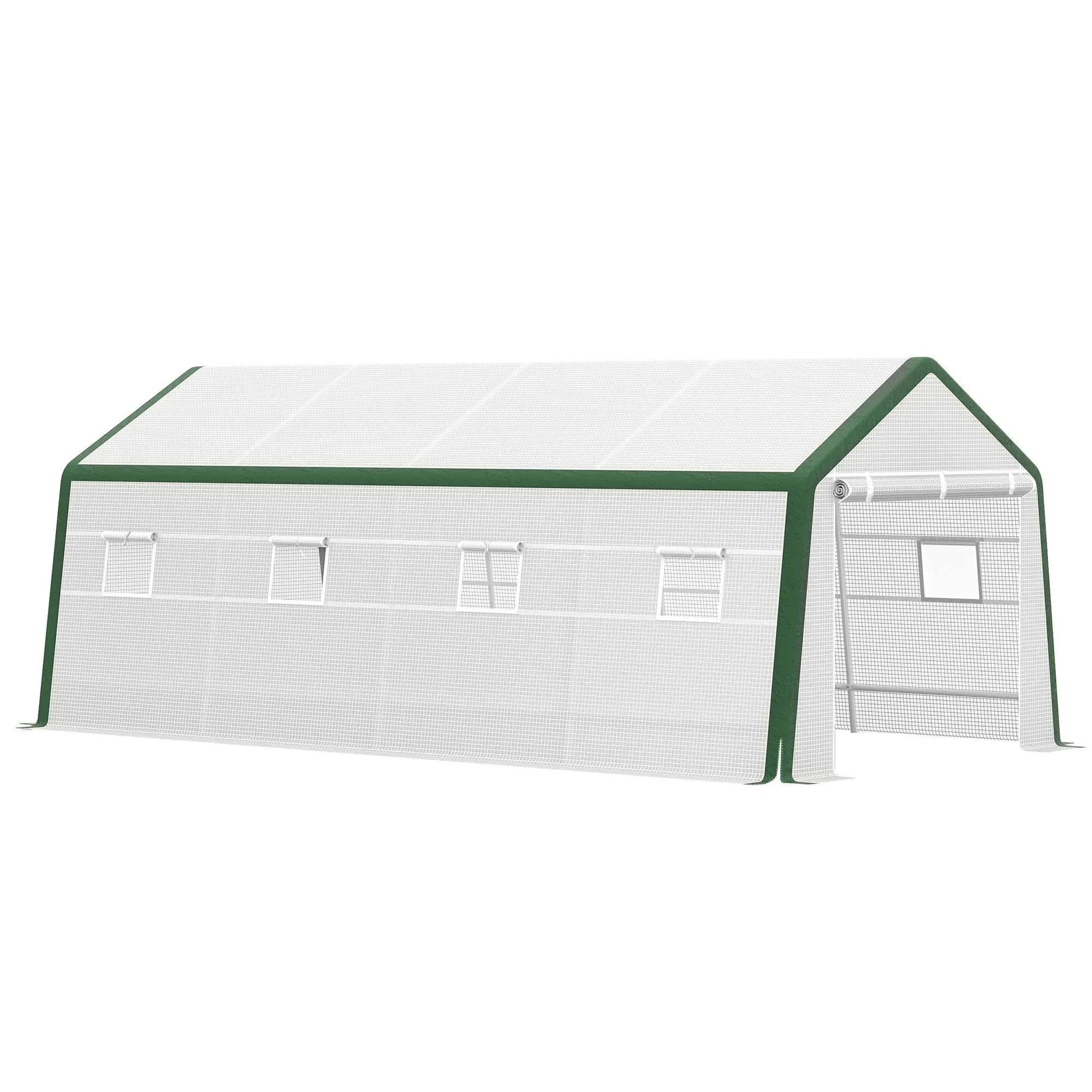 20&#039; x 10&#039; Heavy-duty Greenhouse Walk-in Hot House Steel Frame UV-Resistant Cover