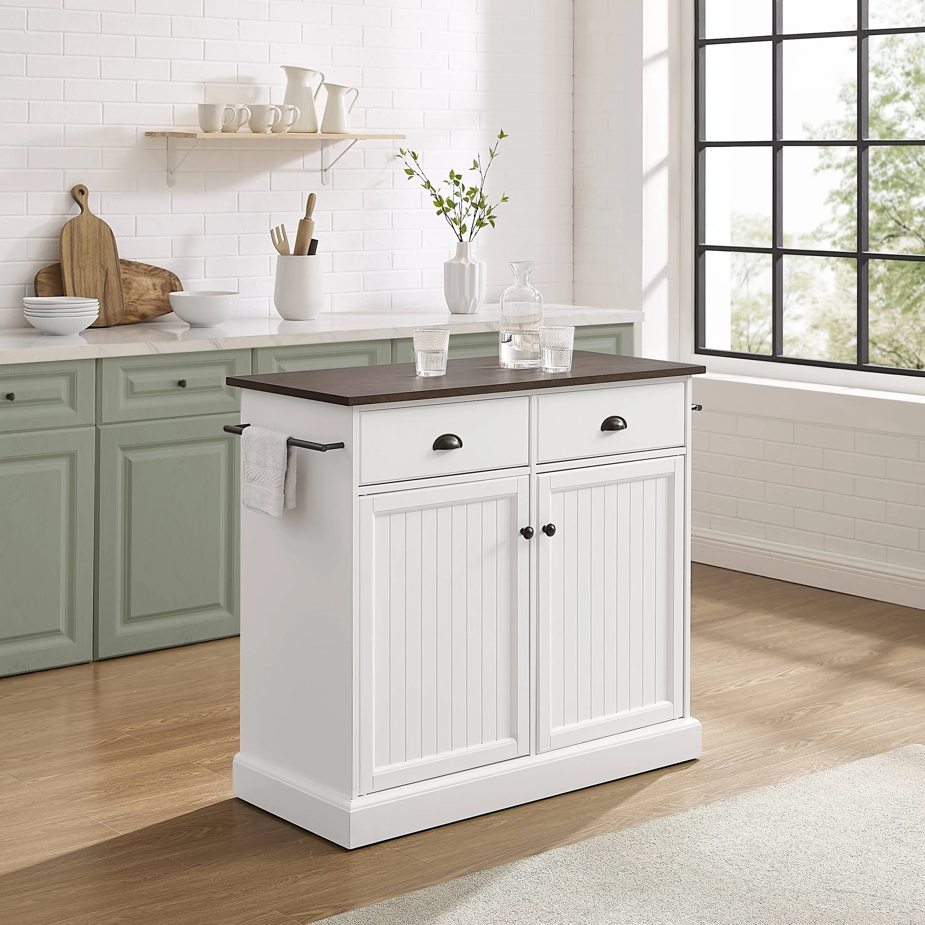 Shoreline Kitchen Island White/Dark Brown - Crosley