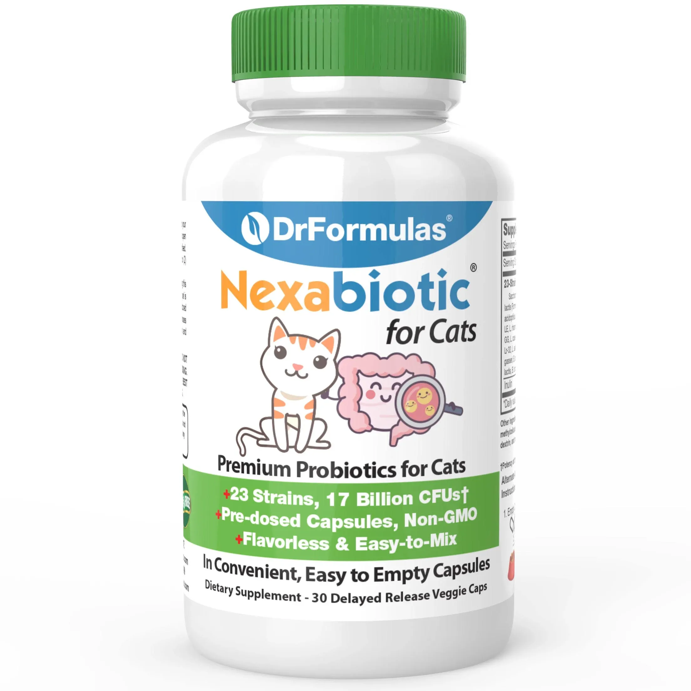 DrFormulas Nexabiotic Probiotics for Cats Powder | Treats Diarrhea for Pets with Saccharomyces Boulardii Lactobacillus Acidophilus, Best Probiotics