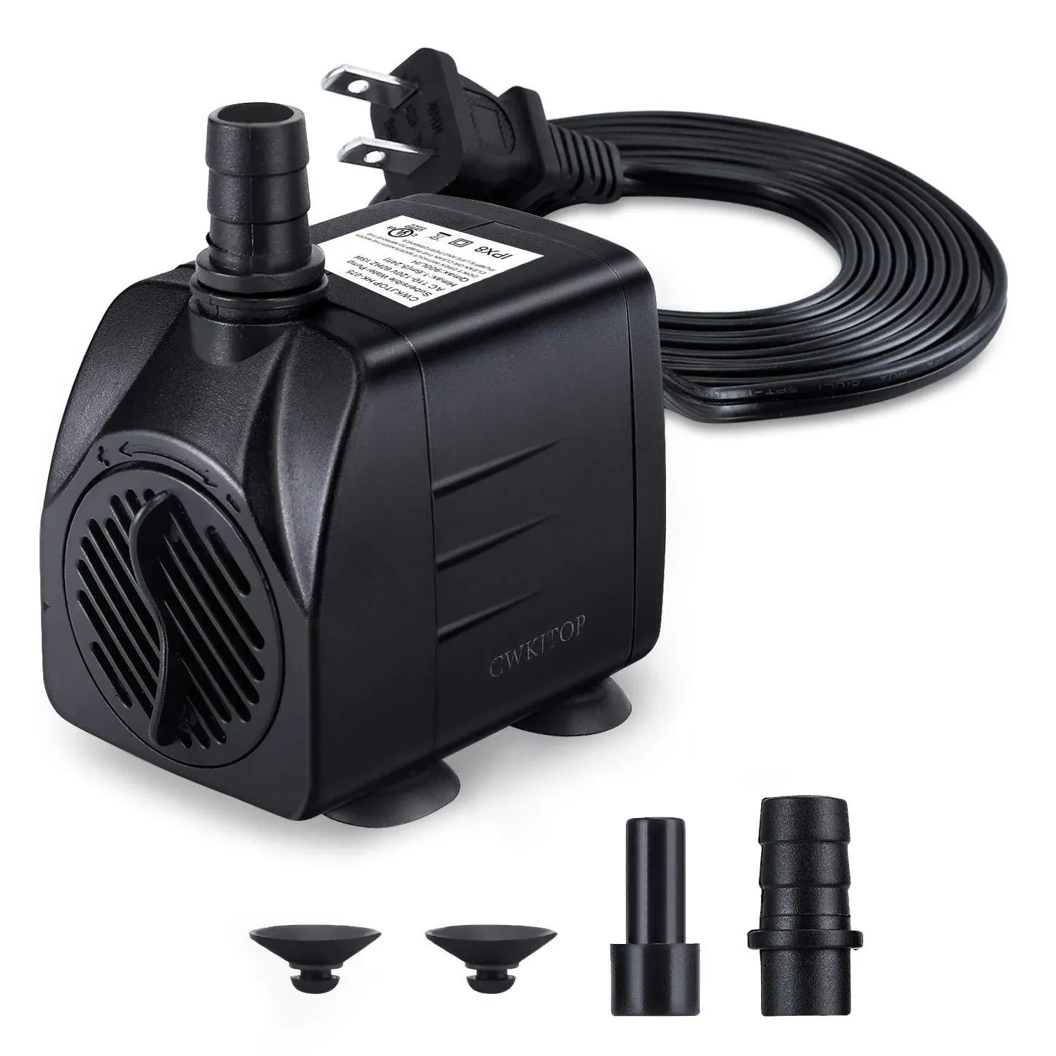 CWKJ Fountain Pump, 220GPH(15W 900L/H) Submersible Water Pump, Durable Outdoor ...