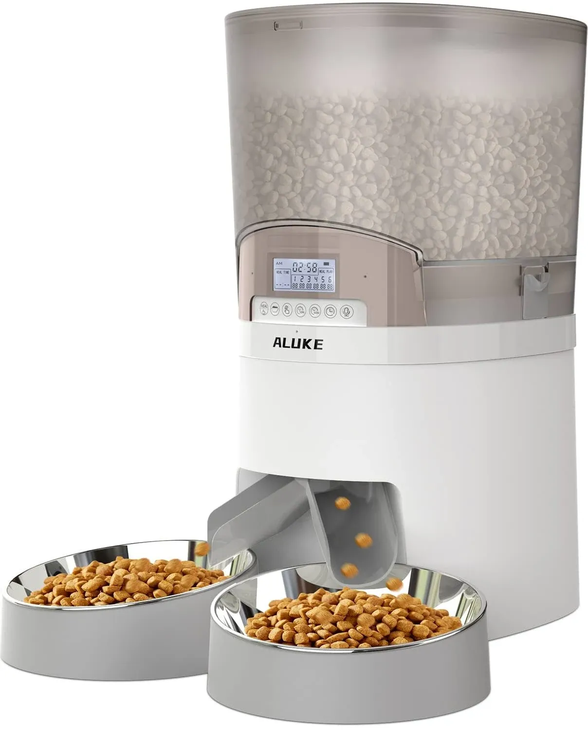 Automatic Cat Feeder for 2 Cats, ALUKE 6.5L Pet Feeder for Cats &amp; Dogs Dry Fo...